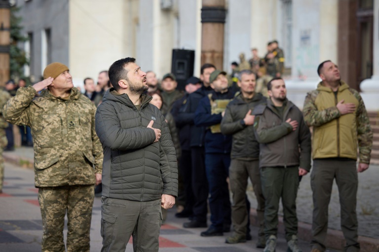 Zelensky visits Ukraine’s Kherson after Russian retreat