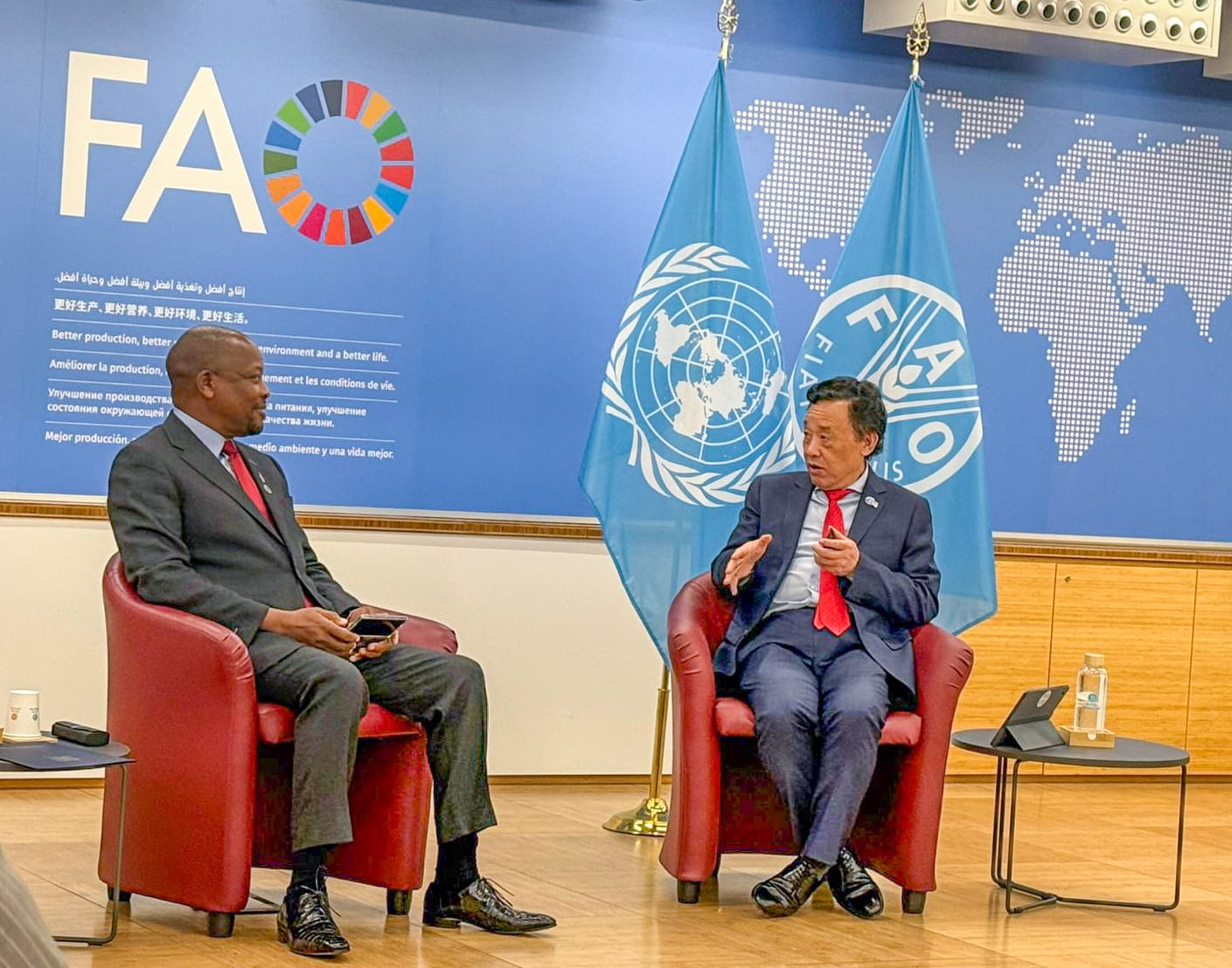 CS Kagwe Holds Bilateral Meeting UN FAO Director General Dr. Qu Dongyu